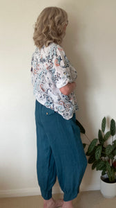 Linen Button Trim Trousers